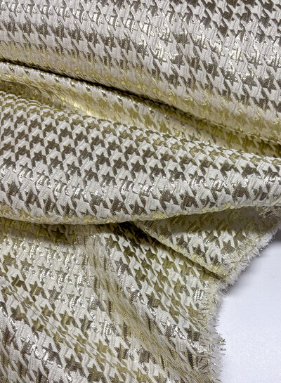 Madeline pied de poule - woven jacquard with lurex - warm gold