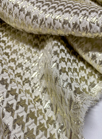 Madeline pied de poule - woven jacquard with lurex - warm gold