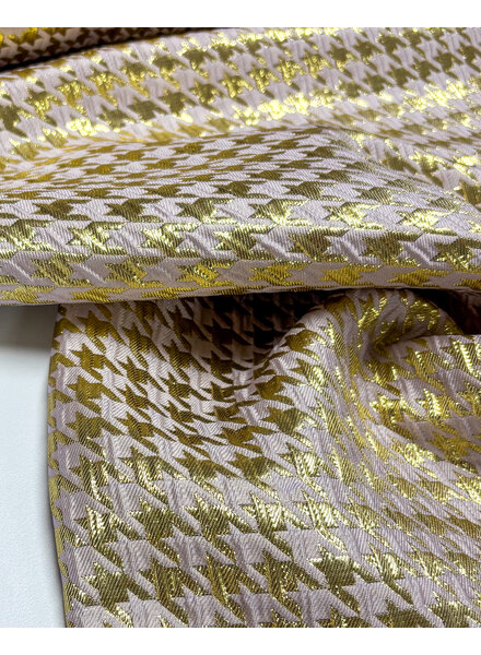 Madeline pied de poule - geweven jacquard met lurex - zacht roze en goud