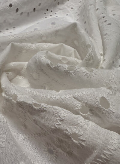 Madeline beautiful embroidery option scalloped edge - white