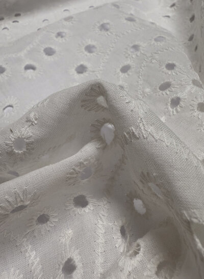 Madeline beautiful embroidery option scalloped edge - white