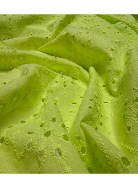 Madeline beautiful embroidery option scalloped edge - lime green
