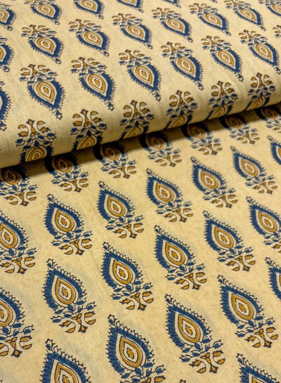 Madeline batik katoen voile - oog van India  beige