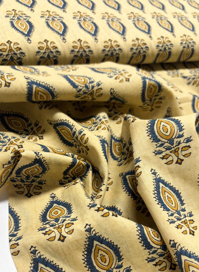 Madeline batik katoen voile - oog van India  beige