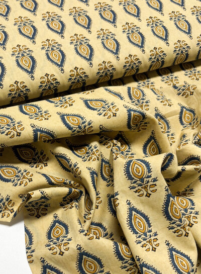 Madeline batik katoen voile - oog van India  beige