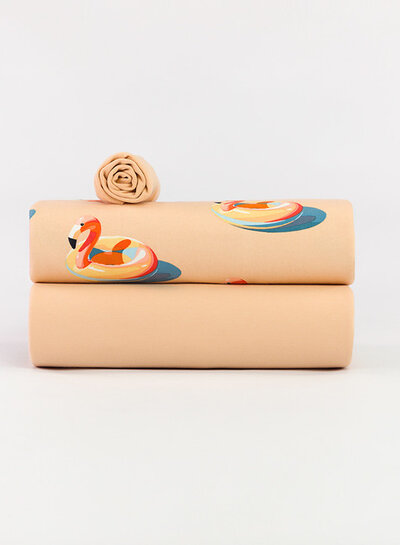 See You at Six Border fabric - Peach cream