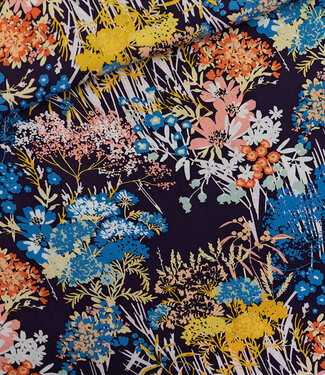 See You at Six Wild Flowers - Cotton Canvas Gabardine Twill - Evening Blue