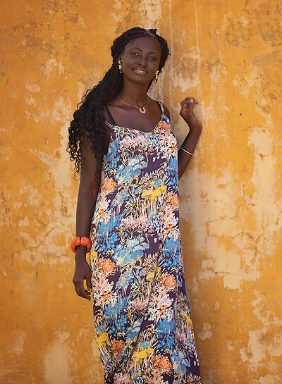 See You at Six Wild Flowers - Ecovero Viscose Rayon Satin - Avondblauw