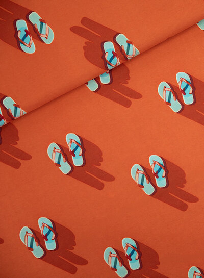 See You at Six Flip Flops - Cotton - Puffin's Bill Red