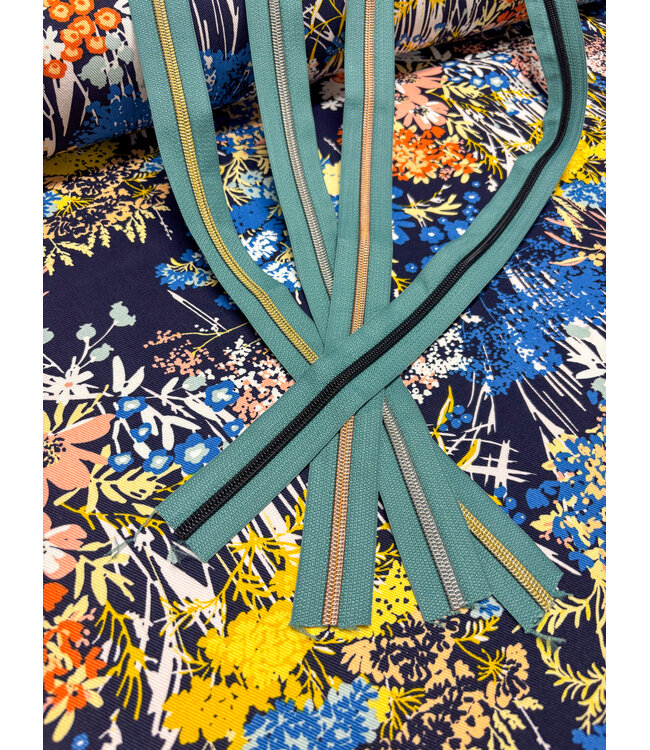 ZipperZoo stoffig turquoise - spiraalrits 1 meter  #5