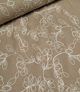 Madeline embroidery tetra - double gauze - zand