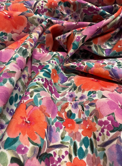 red flowers - fine poplin cotton