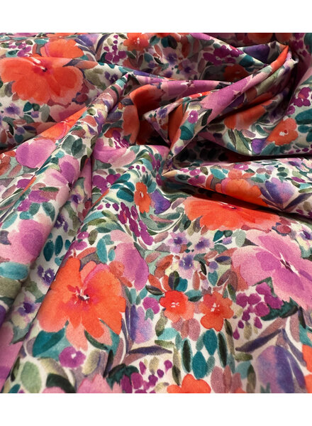 red flowers - fine poplin cotton