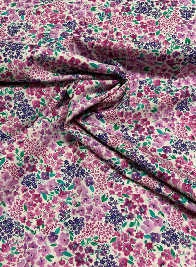 Madeline pink and purple flowers - fine poplin cotton
