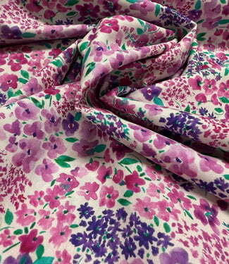 Madeline pink and purple flowers - fine poplin cotton