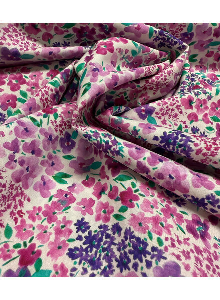Madeline pink and purple flowers - fine poplin cotton