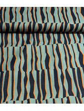 Madeline abstract zebra - dark mint and orange - cotton voile