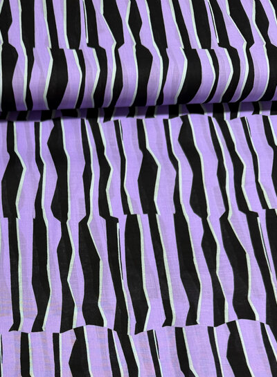 Madeline abstracte zebra - lila en mint - katoen voile