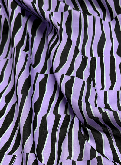 Madeline abstracte zebra - lila en mint - katoen voile