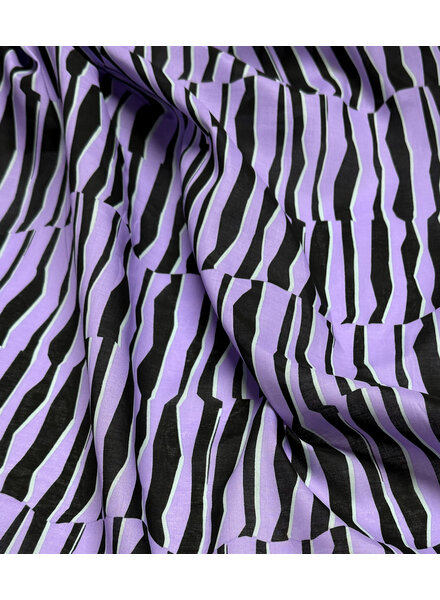 Madeline abstract zebra - lilac and mint - cotton voile