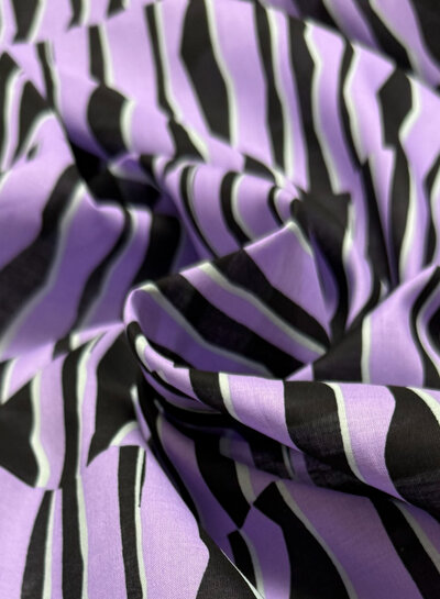 Madeline abstracte zebra - lila en mint - katoen voile