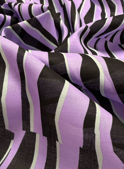 Madeline abstract zebra - lilac and mint - cotton voile