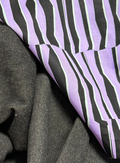 Madeline abstract zebra - lilac and mint - cotton voile