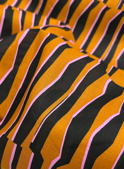 Madeline abstract zebra - cognac and pink - cotton voile