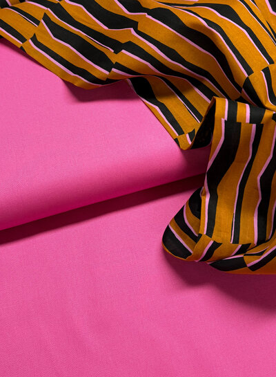 Madeline abstracte zebra - cognac en roze - katoen voile