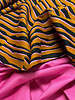 Madeline abstracte zebra - cognac en roze - katoen voile