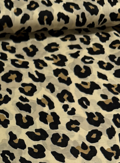 Madeline leopard beige - katoen voile