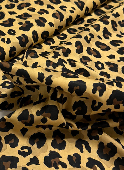 Madeline leopard camel - cotton voile
