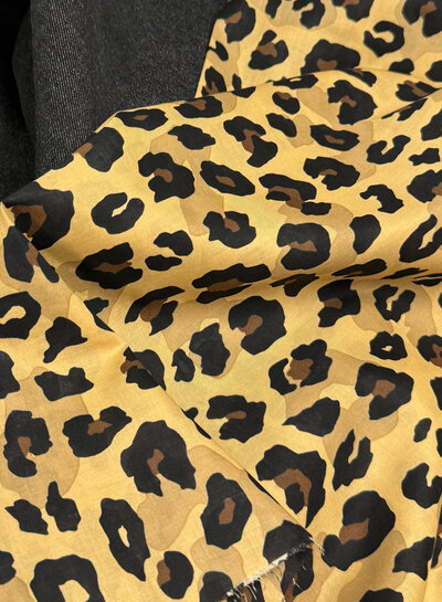 Madeline leopard camel - cotton voile
