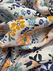 Madeline blue and soft pink flowers - cotton voile