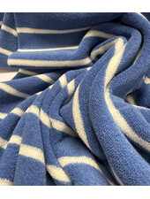 Madeline jeansblauw / wit  gestreept - spons rekbare badstof