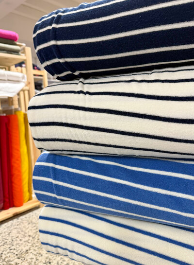 Madeline jeans blue/white striped - sponge stretch terry cloth