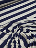 viscose tricot met platte ribbel - marine blauw gestreept