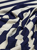 viscose tricot met platte ribbel - marine blauw gestreept