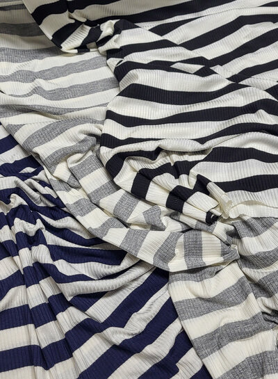 viscose jersey with flat rib - grey striped
