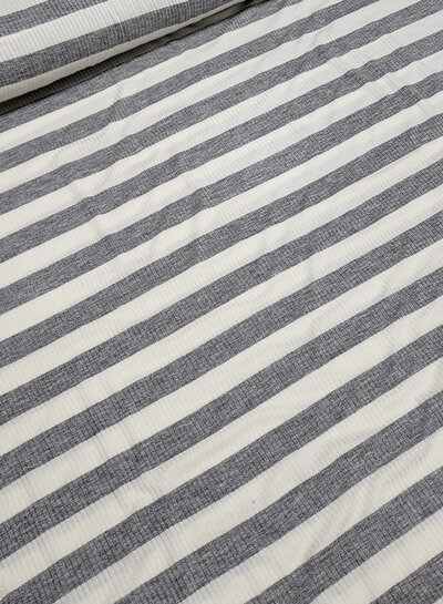 viscose jersey with flat rib - grey striped