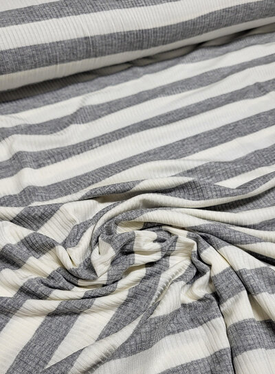 viscose jersey with flat rib - grey striped