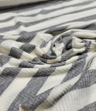 viscose jersey with flat rib - grey striped