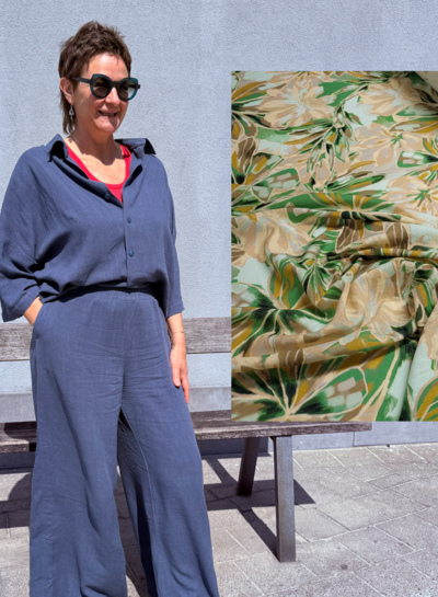 Bel'Etoile Kiki value pack - green digital flowers linen viscose