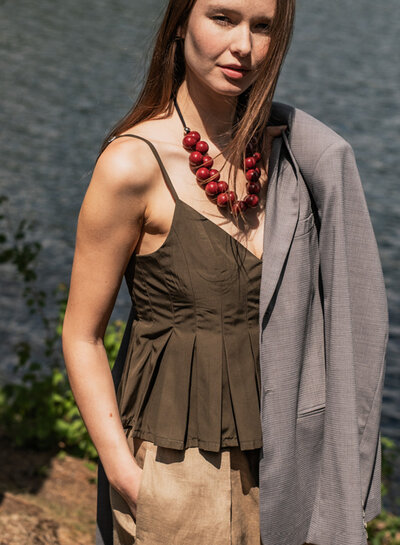 Fibremood trench coat fabric water repellent - green - Clementine