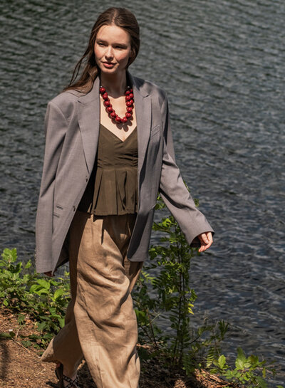 Fibremood trenchcoat stof waterafstotend - groen - Clementine