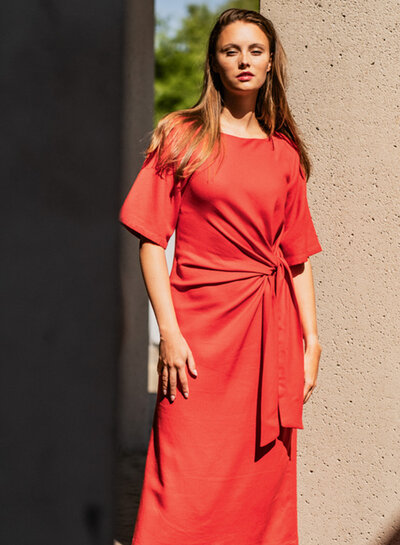 Fibremood linen viscose twill blend - red - Suvi