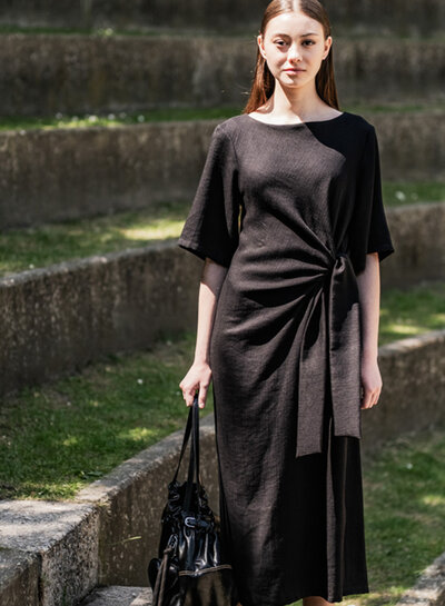 Fibremood viscose linnen crêpe - zwart - Suvi