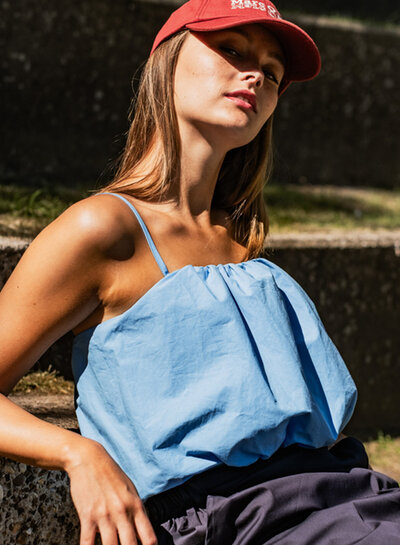 Fibremood stonewashed popeline katoen - aqua - Nanaka