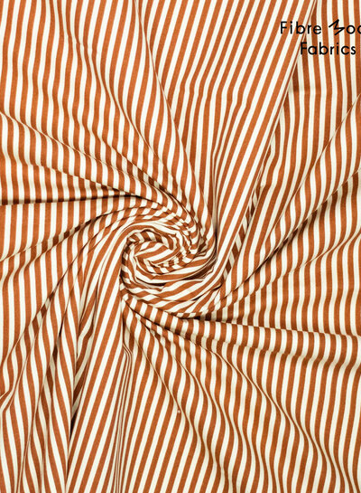 Fibremood cognac brown and white stripes cotton - Solaris