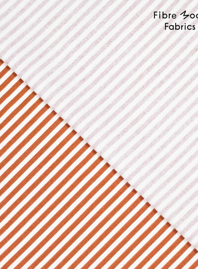 Fibremood cognac brown and white stripes cotton - Solaris